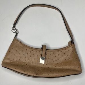 Tan Ostrich Baguette Purse  (Over the Shoulder)
